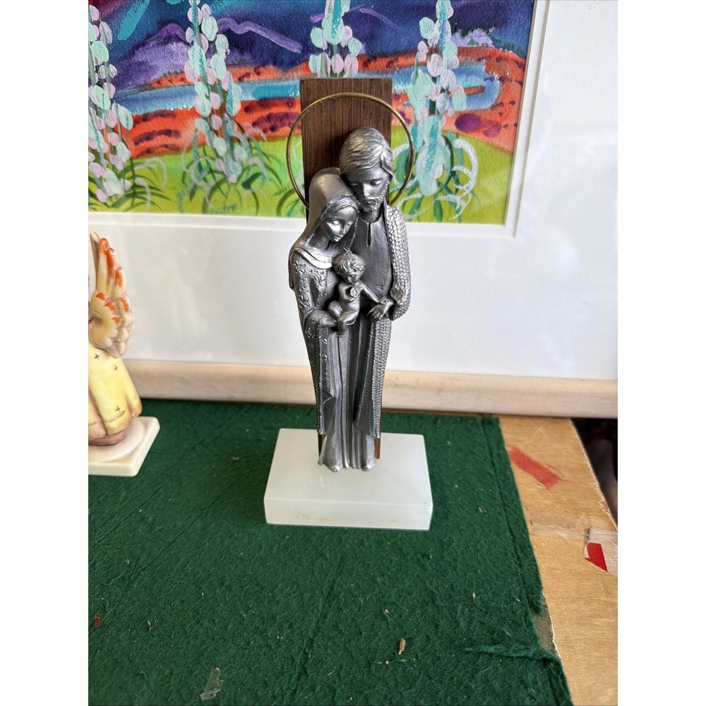 Roman Inc. Holy Family Figurine Metal Religious Statue Marble Base Italy
